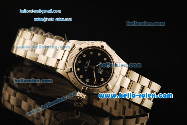 Tag Heuer Aquaracer Swiss Quartz Movement Full Steel with Black Dial and Diamond Markers - Click Image to Close